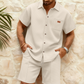 Set aus kurzärmeligem Hemd und Shorts aus Waffelpiqué für Herren
