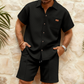 Set aus kurzärmeligem Hemd und Shorts aus Waffelpiqué für Herren