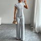 👗 LIMITIERTES ANGEBOT: 50% RABATT! 🍂 2-teiliges Set – Ärmelloses Oberteil mit Stehkragen & Weite Hose ✨
