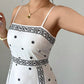 ✨🔥Elegantes Damenkleid mit Spaghettiträgern und Print