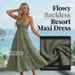 🌴 NUR FÜR BEGRENZTE ZEIT: 50 % RABATT! 👗 Maxikleid für Damen mit Neckholder und rückenfreiem Ausschnitt – gestuft, fließend, im Resort-Stil 🌺