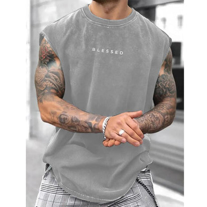 ✨🎽 Herren Vintage-Tanktop im Acid-Wash-Look – leicht, locker geschnitten & maskulin – ideal für Sport, Freizeit & heiße Tage