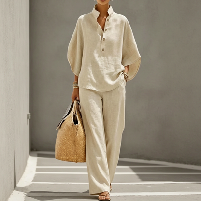 💃 50% SPAREN 📢 Damen Fashion Set 🔥 Stehkragen + Wide-Leg Hose – stilvoll, hochwertig & alltagstauglich ✨