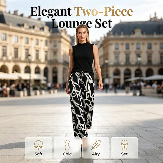 ✨🔥Damen Set – ärmelloses Top & gemusterte extrawette Hose – luftig, elegant & vielseitig – ideal für Sommer, Büro & Urlaub