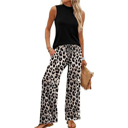 ✨🔥Damen Set – ärmelloses Top & gemusterte extrawette Hose – luftig, elegant & vielseitig – ideal für Sommer, Büro & Urlaub