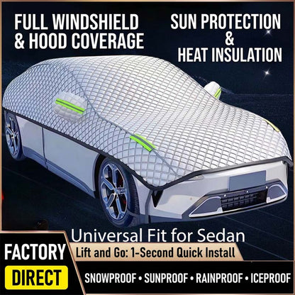 🚗🛡️ 50% RABATT! Dicke Halbgarage Autoabdeckung – Sonnen- & Schneeschutz – Isolierend, wasserdicht & perfekt für Frontscheibe, Motorhaube & Dach ❄️☀️