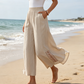 Damenhose mit elastischem Bund, weitem Bein und Quasten