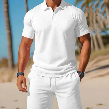 ✨🔥Zweiteiliges Sommer-Set für Herren aus Polohemd und Shorts