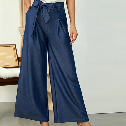 ✨🔥Damenhose mit hoher Taille und weitem Bein sowie Bindegürtel