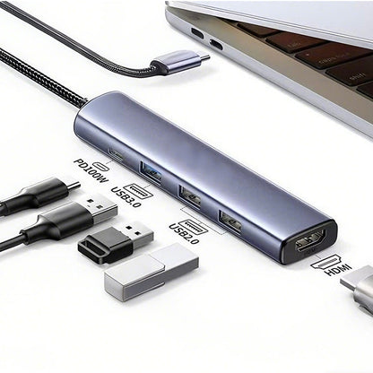 ⚡ BEGRENZTE AKTION: 50 % RABATT! 🔌 Tragbarer 5-in-1-USB-C-Hub mit 4K-HDMI-Ausgang – Hochgeschwindigkeitsdatenübertragung, 100-W-Ladefunktion und Aluminiumgehäuse 💻
