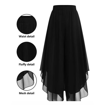 ✨Damen Chiffon-Hose mit weitem Bein – Asymmetrisch & Elegant ✨ Für Alltag & Urlaub
