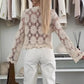 Damen Strickjacke mit Blumen-Häkelmuster