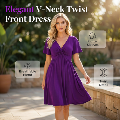 👗 50% RABATT! ✨ Elegantes V-Ausschnitt-Kleid mit gedrehtem Vorderteil & Taschen – Figurumschmeichelnd, vielseitig & bequem – perfekt für Büro, Alltag oder besondere Anlässe – femininer Look mit praktischen Details 🌸👜