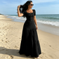 👗 ✨ Frauen Kleidungs-Set mit eckigem Ausschnitt & Maxirock – Elegant, luftig & zeitlos 🌸