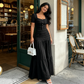 👗 ✨ Frauen Kleidungs-Set mit eckigem Ausschnitt & Maxirock – Elegant, luftig & zeitlos 🌸
