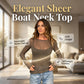 👚🕊️Transparentes Langarmshirt mit Boot-Ausschnitt – Elegantes Sheer Top für Lagenlooks & vielseitige Outfits