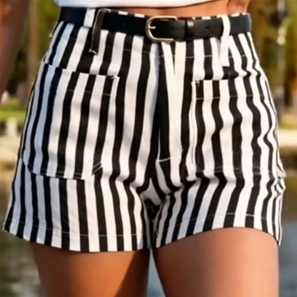 ☀️🩳Sommer-Shorts für Damen mit hoher Taille und Streifenmuster