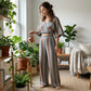 ☀️🔥Set aus gestreiftem Crop-Top und Hose mit weitem Bein für Damen