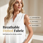👚 NUR FÜR BEGRENZTE ZEIT: 50 % RABATT! ✨ Ärmelloses Top mit Polka-Dots – V-Ausschnitt aus Spitze, Rüschen, Babydoll-Schnitt 🌼