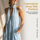 ✨🔥Sommerliches Maxikleid für Damen mit Neckholder und V-Ausschnitt