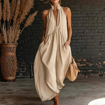 ✨🔥Sommerliches Maxikleid für Damen mit Neckholder und V-Ausschnitt