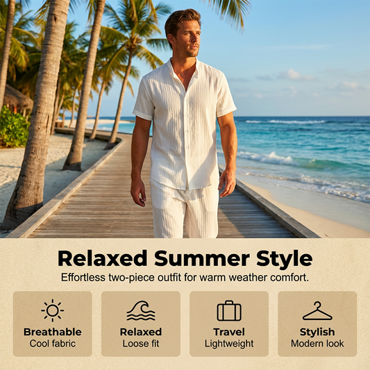 👔 50% RABATT! 🏆 Strukturiertes 2-teiliges Hemd- und Hosen-Set für Herren – Bequem, atmungsaktiv & vielseitig – Perfekt für Büro, Freizeit oder besondere Anlässe – stilvoller Look mit Komfort ✨🌿