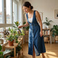 ✨💃Midi-Kleid aus Denim mit Knopfleiste für Damen