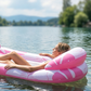 Aufblasbarer Pool-Float-Hängematte mit Mesh-Mitte