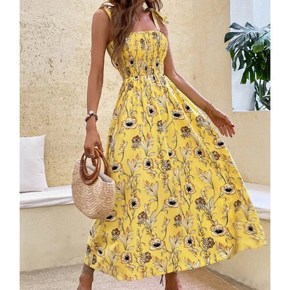 🌸Damen Elegantes Blumen-Trägerkleid für den Sommer – Mühelos sommerlicher Resort-Stil ✨