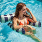 🌊🔥Bunter Gestreifter Aufblasbarer Poolschwimmer mit Luftpumpe