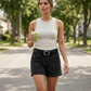 🩳 50% RABATT! ☀️ Damen Mid-Rise Cargo-Shorts – Atmungsaktiver Baumwollmix, viele Taschen & Used-Look – Perfekt für den Sommer & lässige Outfits 🤎