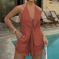 🎁 2026 Neuheiten 50% RABATT 💥 Sexy Rückenfreies Neckholder-Top & Shorts-Set – Verstellbare Vorderschleife & atmungsaktiv – Perfekt für Strand, Pool oder Sommerpartys – Schick und bequem 🥂🌊✨
