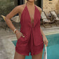 🎁 2026 Neuheiten 50% RABATT 💥 Sexy Rückenfreies Neckholder-Top & Shorts-Set – Verstellbare Vorderschleife & atmungsaktiv – Perfekt für Strand, Pool oder Sommerpartys – Schick und bequem 🥂🌊✨