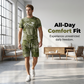 Herren Lässiges Kunstdenim-Print T-Shirt & Shorts Set