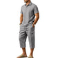 👕☀️Herren Sommer Leinen-Set – Lockeres Hemd & Cargo-Shorts Zweiteiliges Outfit