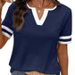 ⏳Zeitlich begrenztes Angebot⏰ Damen Kurzarm Colorblock T-Shirt