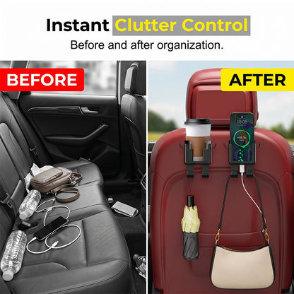 🚗 Multifunktionaler Autositz-Haken mit Getränkehalter 📱 Handyhalter & Praktische Aufbewahrung für die Kopfstütze