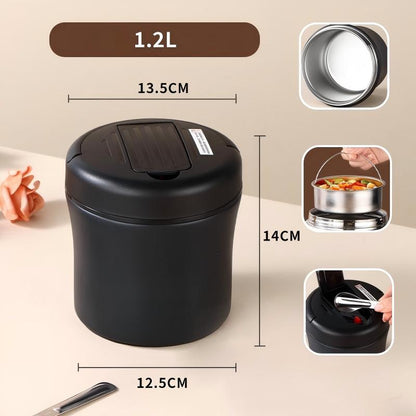 🥣🔥 50% RABATT! Vakuum-Thermobehälter mit Faltlöffel – Warme Mahlzeiten überall genießen! – Perfekt für Büro, Reisen & Camping ✨