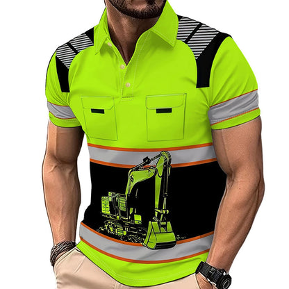 🚜 Herren Bagger-Grafik T-Shirt – Lässig & Robust ☀️