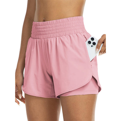 Damen Doppellagige Yoga-Shorts 🏃‍♀️ Zwei Lagen, Totales Selbstvertrauen – Bewegen Sie sich frei, bleiben Sie bedeckt ✨