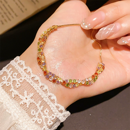 ✨Kaufe 1, erhalte 1 gratis💎 Retro Crossover Gedrehtes Mehrfarbiges Zirkon Verstellbares Armband für Damen