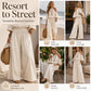 🌸 50% RABATT! 👗 Damen 2-teiliges Set – Cold-Shoulder Neckholder-Top & weite Hose – Leicht, elegant & vielseitig – Perfekt für Sommer & Urlaub ☀️