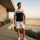 Herren Lässiges Kurzarm-T-Shirt & Shorts-Set mit Kordelzug
