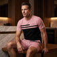 Herren Lässiges Kurzarm-T-Shirt & Shorts-Set mit Kordelzug