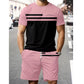 Herren Lässiges Kurzarm-T-Shirt & Shorts-Set mit Kordelzug