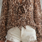 Damen V-Ausschnitt Leopardenmuster Top