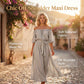 Damen Off-Shoulder Maxi-Kleid mit Taillengürtel 🌸 Freie Schultern, Tailliert – Eine Romantische Silhouette für Sonnige Tage ✨