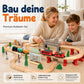 Elektrisches Holzeisenbahn-Schienen-Spielzeugset mit Brücken & Landschaft