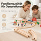 Elektrisches Holzeisenbahn-Schienen-Spielzeugset mit Brücken & Landschaft
