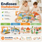 Elektrisches Holzeisenbahn-Schienen-Spielzeugset mit Brücken & Landschaft